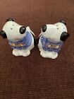 Bow Wow  Shakers Black & White Spotted Dog Wearing Blue Sweaters.  Box 2 N