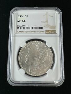 1887 $1 Morgan Silver Dollar - NGC GRADED MS64
