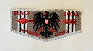 OA BLACK EAGLE LODGE FLAP PATCH 2017 NORMANDY SERVICE SILVER BDR RARE - Picture 1 of 2
