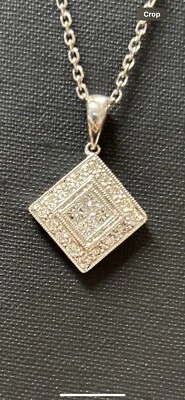 Кулон из белого золота 18 карат с круглым бриллиантом огранки VS Princess 0,60 карата Цепь 14 карат - Изображение 1 из 4