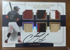 2017 National Treasures Six Swatch Holo Gold Francisco Lindor #4/5 AUTO