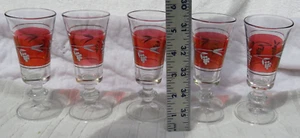 SET 5 Cordial Stem GLASSES Wine Red/Gold/Clear Vintage Made In Italy - 5 1/8" - Imagen 1 de 8