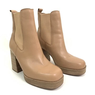 Steve Madden Gruesas Botas de Plataforma para Mujer Talla 6 Espera Puntera Cuadrada Cuero Tostado Foto 1 de 4