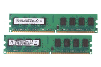 New 4GB 2x 2GB DDR2 533mhz PC2-4200U 240pin Desktop Memory Ram PC4200 CL4 NONECC - Image 1 of 4