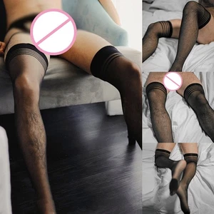 Slimming Breathable Mesh Men's Nightclub Stockings See Through Sexy Socks - Picture 1 of 10