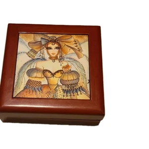 Ceramic Tile W/Lady Fairy Dancer Jewelry Trinket Box 6x6x2 - Picture 1 of 5
