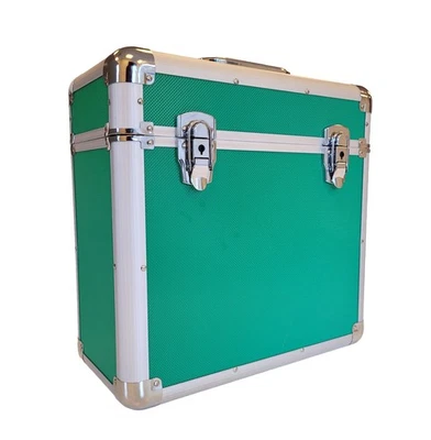 Vinyl Storage Box LP 12" Vinyl Record Storage Case Heavy Duty Lockable Green - Image 1 of 4