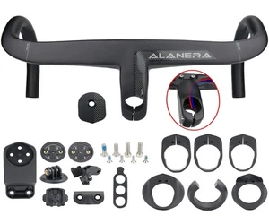Road Bike UD Full Carbon Fibre Handlebar Stem Integrated Internal Cable - Picture 1 of 14