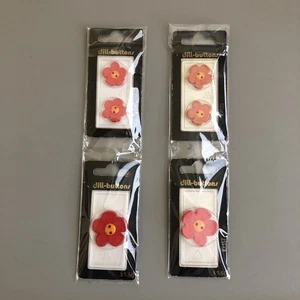 Dill Buttons Red Orange Two Sizes Flowers 20 mm and 28 mm Made Germany - Picture 1 of 14