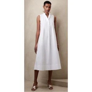 Neu mit Etikett Banana Republic elfenbeinweiß Popeline Schlucht Midi Shirtkleid Medium Petite - Bild 1 von 13