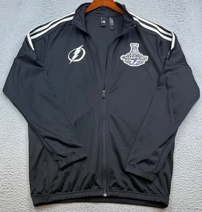 Tampa Bay Lightning Adidas Jacket Mens XL Black Embroidered Full Zip NHL Hockey - Picture 1 of 10