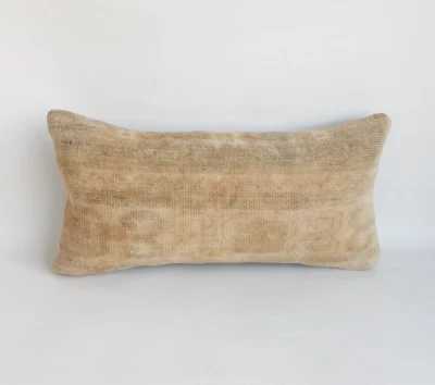 12x24 Rug Lumbar Cushion Cover Turkish Tribal Vintage Ethnic Pillow Case - Image 1 of 4