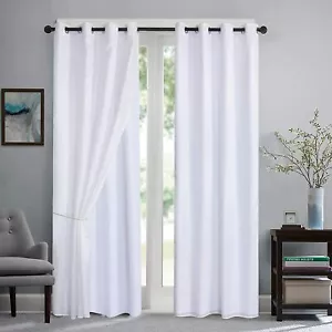 un par de cortinas transparentes forradas con anillo superior (vendedor del Reino Unido) ¡venta! - Imagen 1 de 39