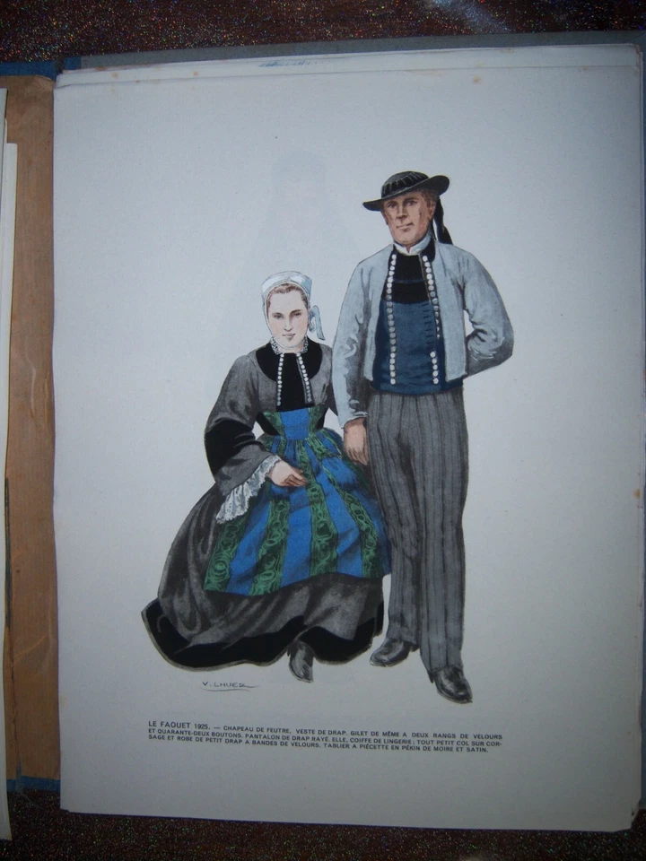 BRETAGNE le costume Breton DESSIN DE LHUER 24 x 32 cm LE FAOUET 1925 - Photo 1/1