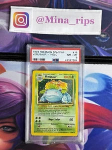 1999 Pokémon Venusaur Spanish Holo Base Set PSA 8 NM/MT - Picture 1 of 4