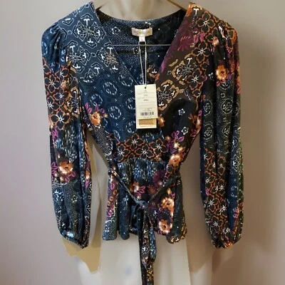 MONSOON PEGGY BLOUSE TOP BELT MULTICOLORED SIZE SMALL BNWT - Image 1 of 4