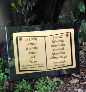 Personalised Black Granite Memorial Grave Plaque Stone Any Wording Included - Picture 1 of 2