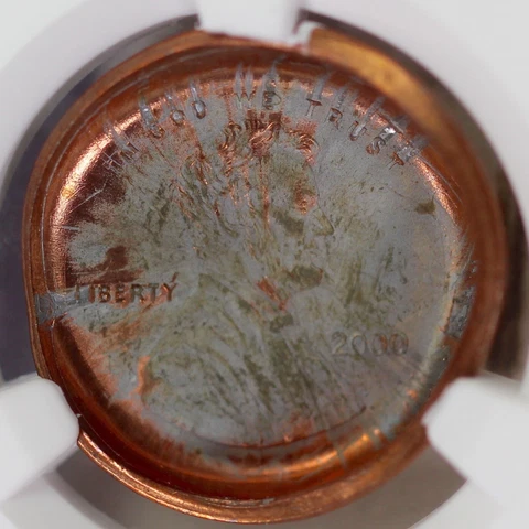 2000 1c Lincoln Cent Obverse Die Cap Mint Error NGC MS 66 RD Cover