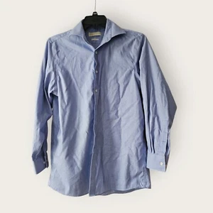 Michael Kors Regular-Fit Blue Houndstooth Long Sleeve Dress Shirt 15.5 32/33  - Picture 1 of 6