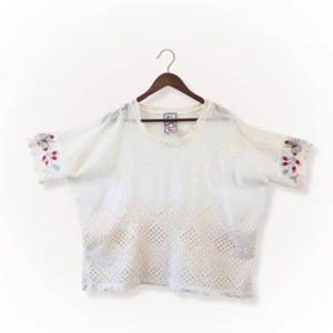 Johnny Was Top Women Medium Tunic Peasant Blouse Boho Butterfly Sheer Beach - Picture 1 of 24