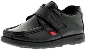 Kickers FRAGMA STRAP Infant Boys Smooth Leather Smart School Shoes Black - Picture 1 of 3
