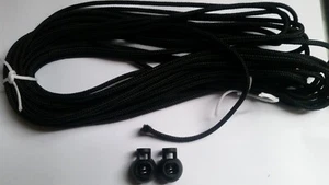 10 Metres of Strong Black Para Cord Non Elastic + 2 Cord Locks Bag Coat Repair - Picture 1 of 1