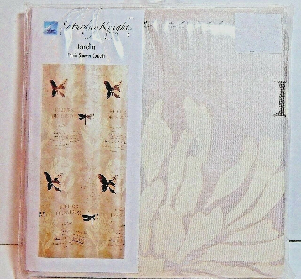 Тканевая занавеска для душа Saturday Knight садовая бежевая / коричневая бабочка новая - Изображение 1 из 4