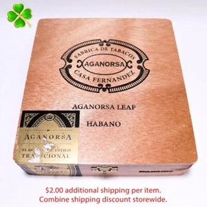 Aganorsa Casas Fernandez Habano Short Churchill Wood Cigar Box 7.5" x 7" x 2" - Picture 1 of 11