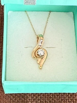 NWT 0.30 ct Genuine diamonds necklace 14K Yellow Gold On Sale - Image 1 of 4