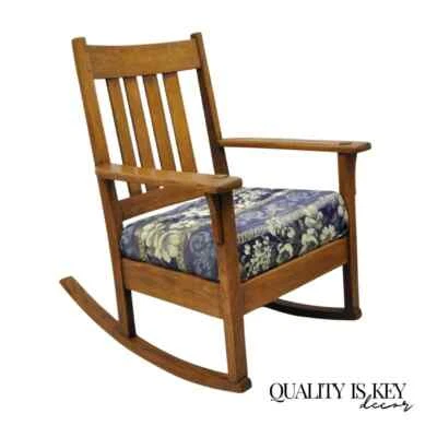 J.M. Young & Sons Antique Mission Oak Arts & Crafts Rocker Rocking Chair - Image 1 of 4