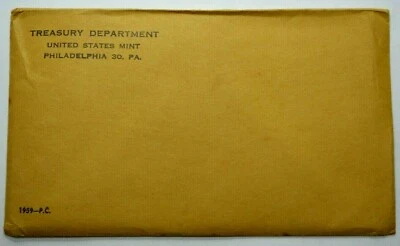 1959-P US Mint 5 Coin Silver Proof Set in Original Yellow Envelope Unopened Rare - Image 1 of 4