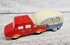 Red Truck &Camper Trailer Ceramic Salt & Pepper Shakers Kitchen Set - Picture 1 of 4