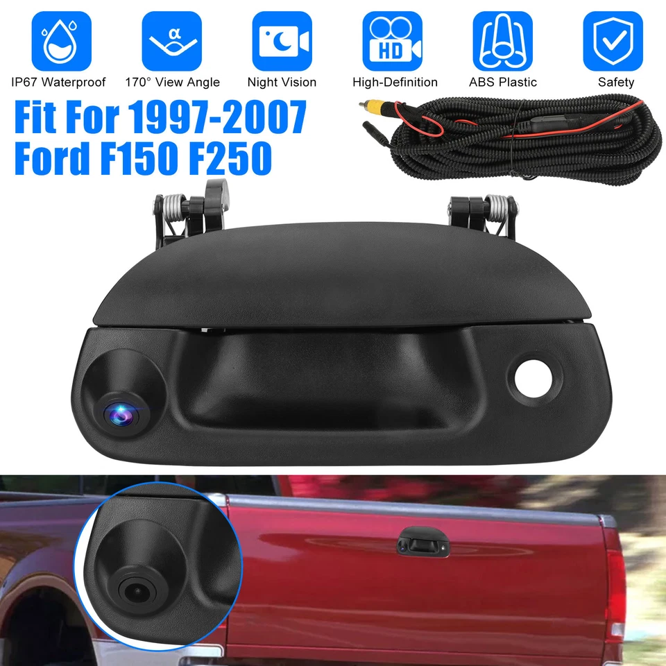 EEEKIT Rear View Backup Camera Kit w/ Wiring & Tailgate Handle for 97-07 Ford F150 F250