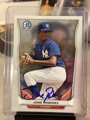 Jose Ramirez signed 2014 Bowman Chrome #BCP70 Yankees Autograph Prospect Auto - Image 1 of 2