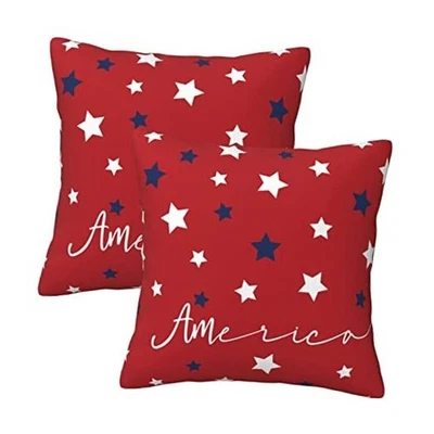 4th of July Pillow Covers 18x18 Set of 2, 18" x 18" (Pack of 2) Red Star - Image 1 of 4