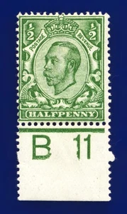 SG339 1912 1/2d verde pálido (die-2, wmk IC) N4 (2) control B11 MMH dwmc - Imagen 1 de 3