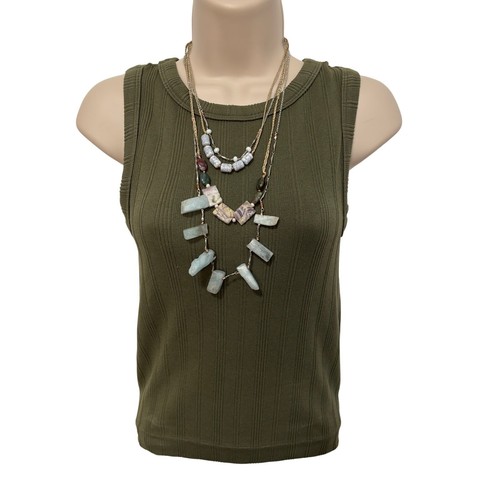 VETEMENTS Collana donna Nakamol oro argento catena cristallo stratificato dichiarazione BOHO Y2K