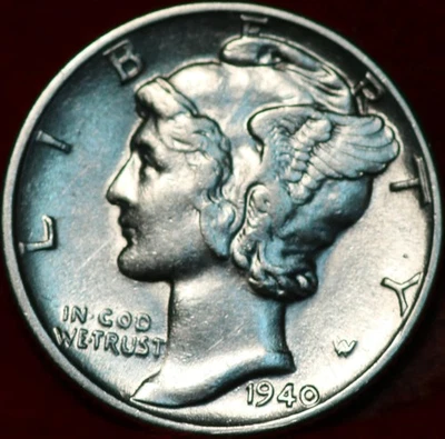 Uncirculated 1940 Philadelphia Mint Silver Mercury Dime - Image 1 of 2