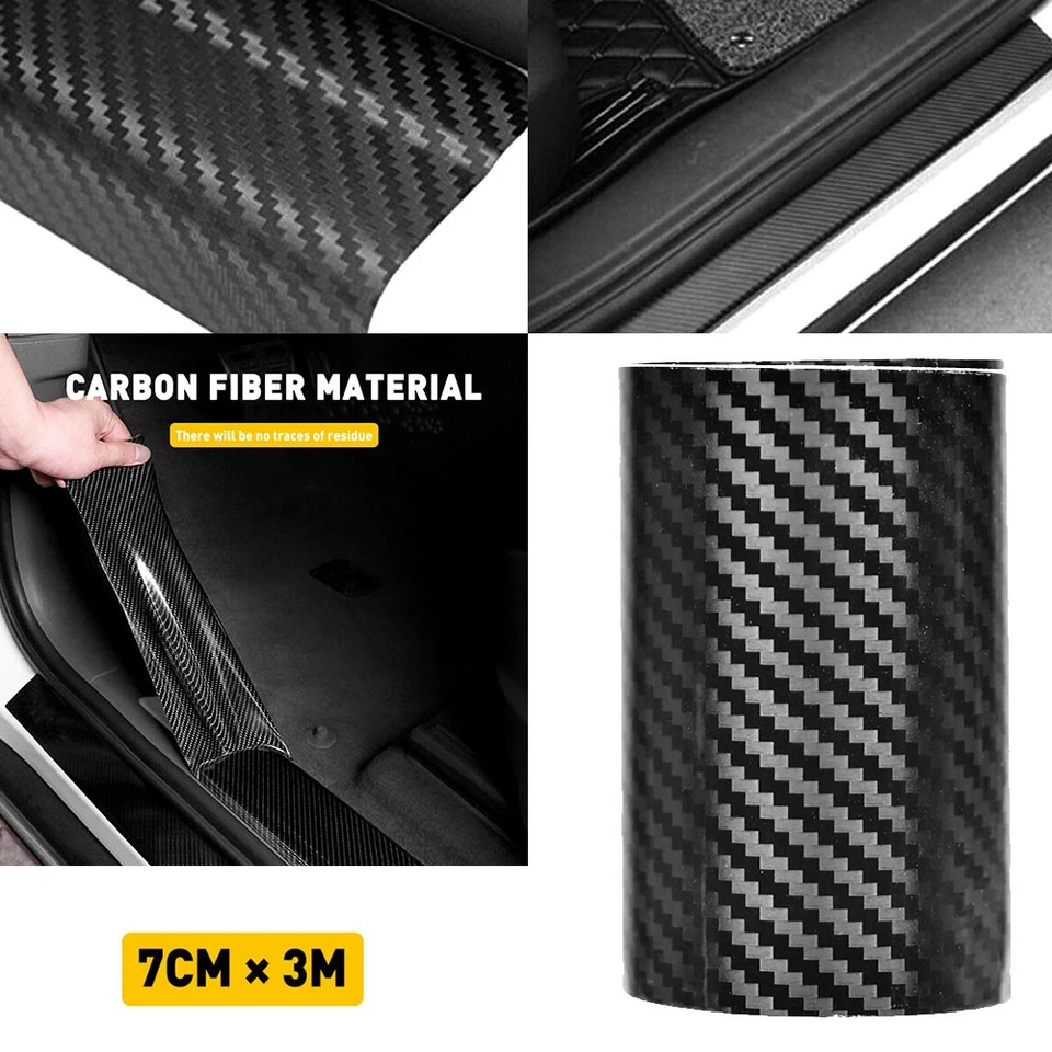 Patrón de calcomanía de fibra de carbono 5D anti arañazos cubierta alféizar 7CMx3M pegatina negra Foto 1 de 4