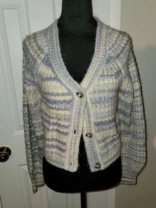 Jessica Simpson Cropped Cardigan Junior’s Size Medium Multi Pastel Sweater  - Picture 1 of 8
