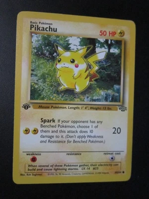 PIKACHU POKEMON CARD 1ST EDITION 60/64 JUNGLE NON HOLO NEVER PLAYED NM - Image 1 of 3