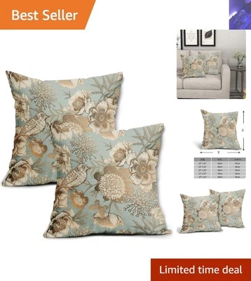 Acogedoras fundas de cojín florales vintage de 18x18 - Juego de 2 para espacios de estar elegantes Foto 1 de 4