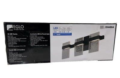 Eglo Madrona 22.75 in. 3-Light Black LED Vanity Light Seedy Acrylic Shades - Image 1 of 2