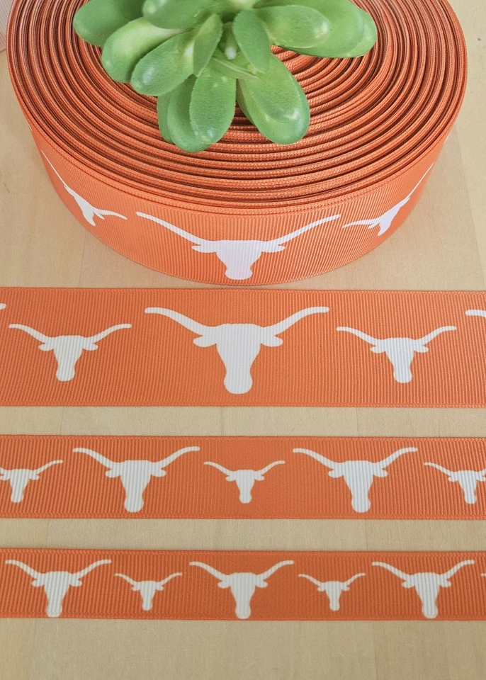 Cinta de 5/8, 7/8 y 1,5" (1 YD) Universidad de Texas Longhorns logotipo universitario Foto 1 de 1