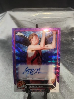2023-24 Topps Chrome - Autographs Gradey Dick #CG-GD Purple Geometric Refractor - Image 1 of 2