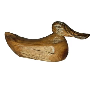 Dave Hughes geschnitzte Holz Ente Figur klein Volkskunst rustikal Treibholz signiert - Bild 1 von 15