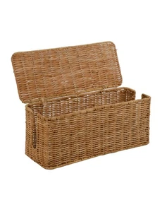 Cable Management Box, Handmade Rattan Cable Organizer, 2 Open Slots Cords Hider - Picture 1 of 6