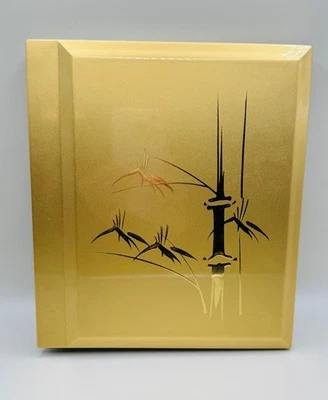 Álbum de fotos Otagiri Japón lacado bambú floral dorado hermosa caja original Foto 1 de 4