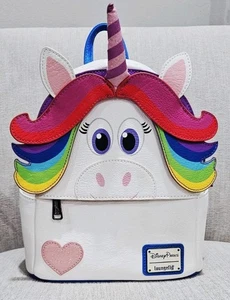 Mini mochila Loungefly de adentro hacia afuera de unicornio arco iris de los parques de Disney - Imagen 1 de 5