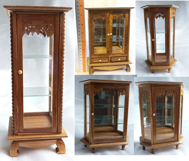 Armario de madera de teca vintage pequeño tailandés artesanal tallado a mano armario muebles  Foto 1 de 1